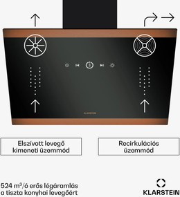 Klarstein FlashLine 60 páraelszívó, A++, 524 m³/h, 3 szint, érintős, csendes, LED, elszívás/recirkuláció, 100 W