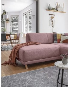 Rózsaszín kinyitható-tárolóhelyes sarokkanapé (bal oldali-L alakú) Classy Sophie – Miuform