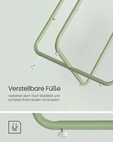 Kis kerek oldalsó kisasztal, modern éjjeliszekrény szövetkosárral, éjjeliszekrény nappali hálószobába, babérzöld és krémfehér színben