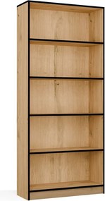 R80 könyvespolc 80x30x182 cm, tölgy-fekete