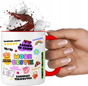 Fehér Bögre Piros Belsővel Work Bestie Vicces Minták