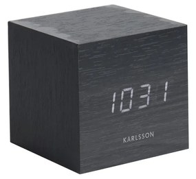 Karlsson 5655BK dizájner LED-es asztali óra ébresztő funkcióval, 8 x 8 cm