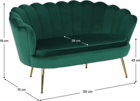 Pad Art-deco stílusban, smaragd Velvet anyag/gold króm-arany, NOBLIN