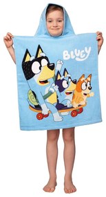 Kék pamut gyerek fürdőponcsó 3-8 év Bluey Skate – Jerry Fabrics