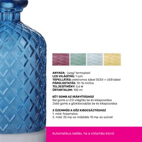 Ultrahangos aroma diffúzor, rózsaszín, GILI