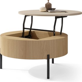 Mazzoni FRIDA Bézs (Pezsgőszínű) / Oasis Tölgy – MODERN DOHÁNYZÓASZTAL FELHAJTHATÓ LAPPAL ÉS TÁROLÓVAL