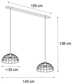 Ipari függőlámpa fekete 2-lámpás - Hanze