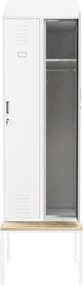 Fém öltözőszekrény paddal és tetővel KACPER II PRO, 600 x 2295 x 850 mm, fehér