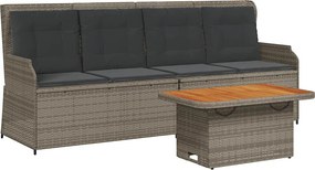 vidaXL 3 részes szürke polyrattan kerti ülőgarnitúra párnákkal