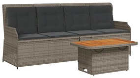 vidaXL 3 részes szürke polyrattan kerti ülőgarnitúra párnákkal