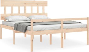 vidaXL tömör fa ágy időseknek fejtámlával 160x200 cm