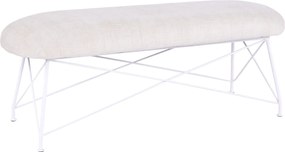 Dizájnos lóca, bézs szövet/fehér fém, RIVOLA