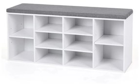 Cipőtároló pad két tároló szinttel, fehér 104x30x48cm