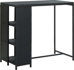 vidaXL fekete polyrattan bárasztal tárolópolccal 120 x 60 x 110 cm
