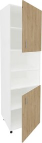 Benita 2 ajtós Magas konyhaszekrény Természetes fa-Fehér 60x57x210 cm N