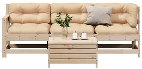 vidaXL 4 részes tömör fenyőfa kerti ülőgarnitúra párnákkal