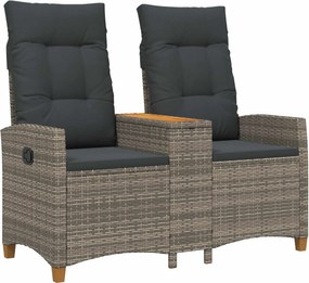 vidaXL Dönthető pad asztallal Szürke és sötétszürke 126 x 65 x 112 cm