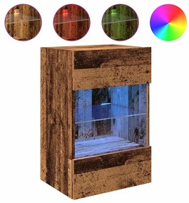 2 db antik fa fali TV-szekrény LED-világítással 40x30x60,5 cm
