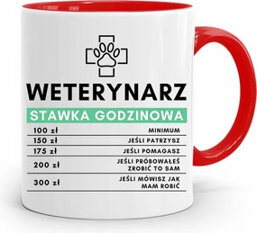 Piros Állatorvos Bögre Óradíj Nyomtatott Fényképpel