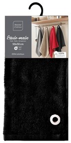 Fekete frottír pamut törölköző 50x50 cm Cuistot – douceur d'intérieur