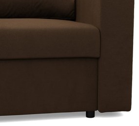 Zeus sarokkanapé, 2 ágyneműtartóval, egyenes kartámasz, szövet anyag, univerzális oldal, hab töltet, barna