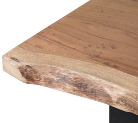 Rusztikus Fa Étkezőasztal Fekete Fém Lábazattal 200 x 95 cm HEBY Beliani
