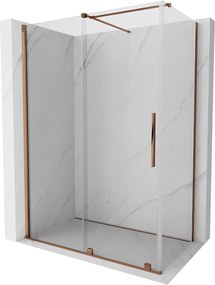 Mexen Velar, zuhanykabin tolóajtóval 160 (ajtó) x 85 (fal) cm, 8mm átlátszó üveg, rózsaszín arany, 871-160-085-01-60