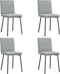 vidaXL 4 db világosszürke bársony étkezőszék