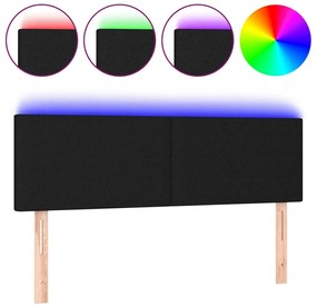 fekete szövet LED-es fejtámla 144x5x78/88 cm