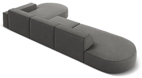 Szürke bársony sarokkanapé (jobb oldali) Jodie - Micadoni Home