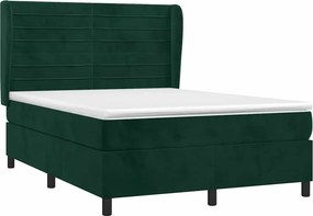 vidaXL sötétzöld bársony rugós ágy matraccal 140x190 cm