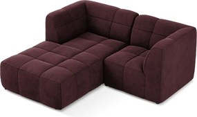 Borvörös bársony sarokkanapé (bal oldali-heverő résszel) Aloha – Makamii