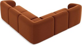 Terrakotta színű bársony sarokkanapé Lani – Makamii