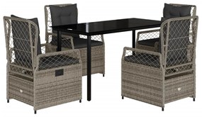 vidaXL 5 részes szürke polyrattan kerti étkezőgarnitúra párnával