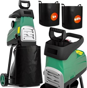DIOX kerti aprítógép/aprító+2x 60l zsák, 3100W fekete/zöld Gardebruk