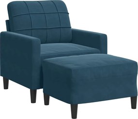 vidaXL kék bársony kanapéfotel lábtartóval 60 cm