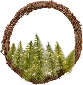 Koszorú kis fákkal, 30 LED-es világítással