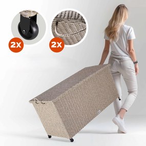 Casaria® Tárolódoboz 122cm x 56cm x 61cm - krém kerekekkel