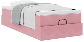 Ottomán ágykeret matraccal rózsaszín 90x190 cm bársony
