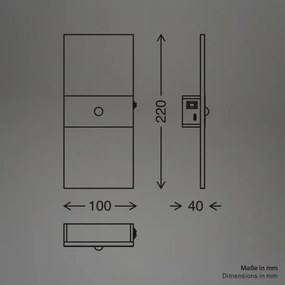 Briloner 3888015 - AURA LED újratölthető fali lámpa érzékelővel 2,5W/5V 1800 mAh fekete