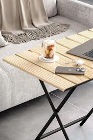 Fém laptop asztal, bézs-fekete, 58 cm