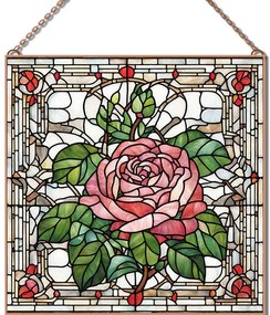 Stained-Glass-Rose-2 üvegkép, falikép