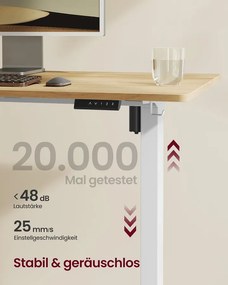 Elektromos Magasságban Állítható Asztalkeret, 59,6 x (90–140) x (72–120) cm, fehér