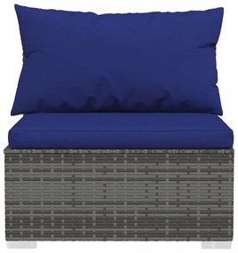 3 személyes szürke polyrattan kanapé párnákkal