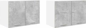 vidaXL Függő szekrény 2 pcs Beton szürke és fehér 60 x 31 x 40 cm