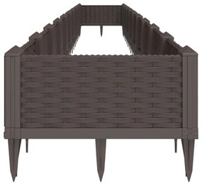 vidaXL barna polipropilén kerti virágláda cövekekkel 362,5x42,5x28,5cm