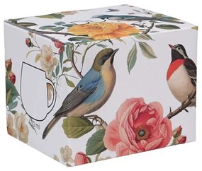 Madaras virágos porcelán öblös bögre díszdobozban - 430 ml