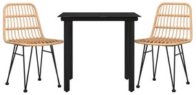 3 részes polirattan kerti étkezőgarnitúra