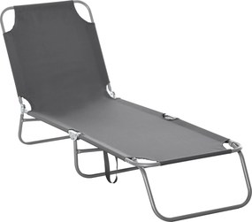 Outsunny Összecsukható Napozóágy Kültéri Kerthez Állítható Háttámlával 5 Pozícióban és Fém Kerettel, Teherbírás 120 kg, Teraszra, Medencéhez, Strandho