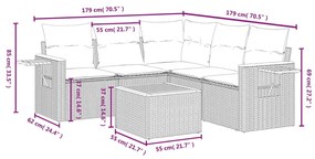 6 részes szürke polyrattan kerti ülőgarnitúra párnákkal